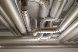 Pipes of HVAC system. 3D Illustration.